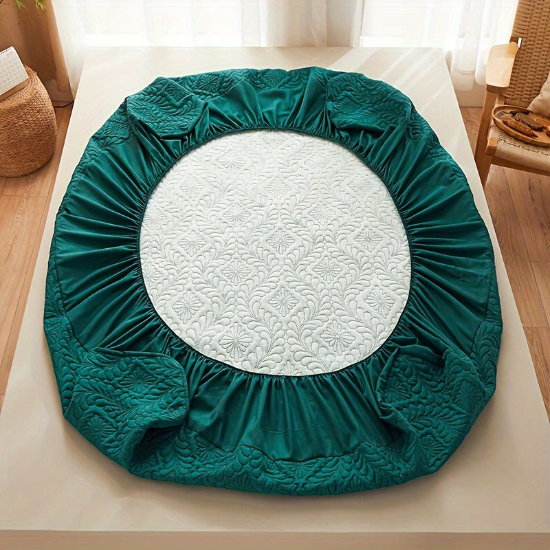 Waterproof Quilted Mattress Protector Fitted Sheet Teal 1-Piece Ultra-Soft Breathable