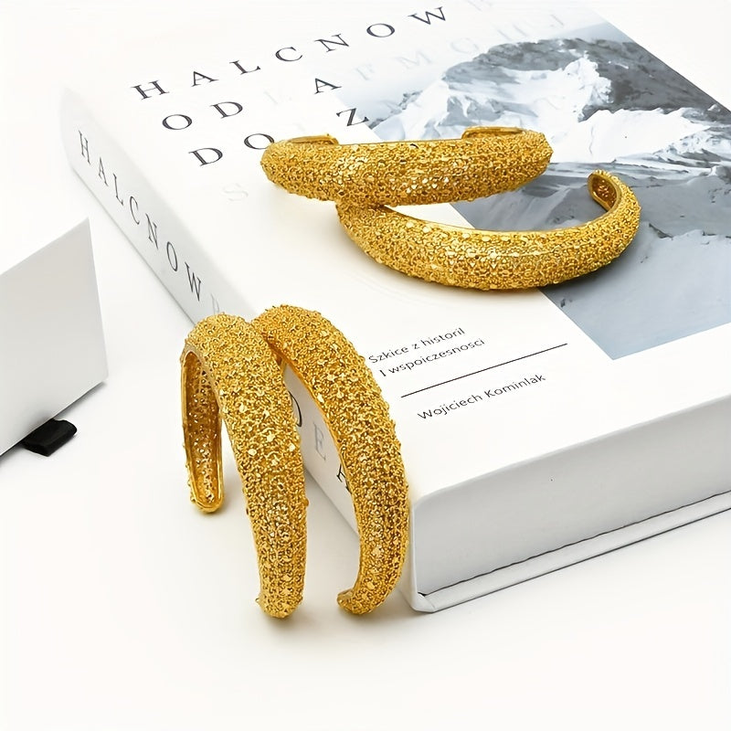 Set of 4 Gold-Plated Zinc Alloy Bangles with Dubai Ball Design for Women