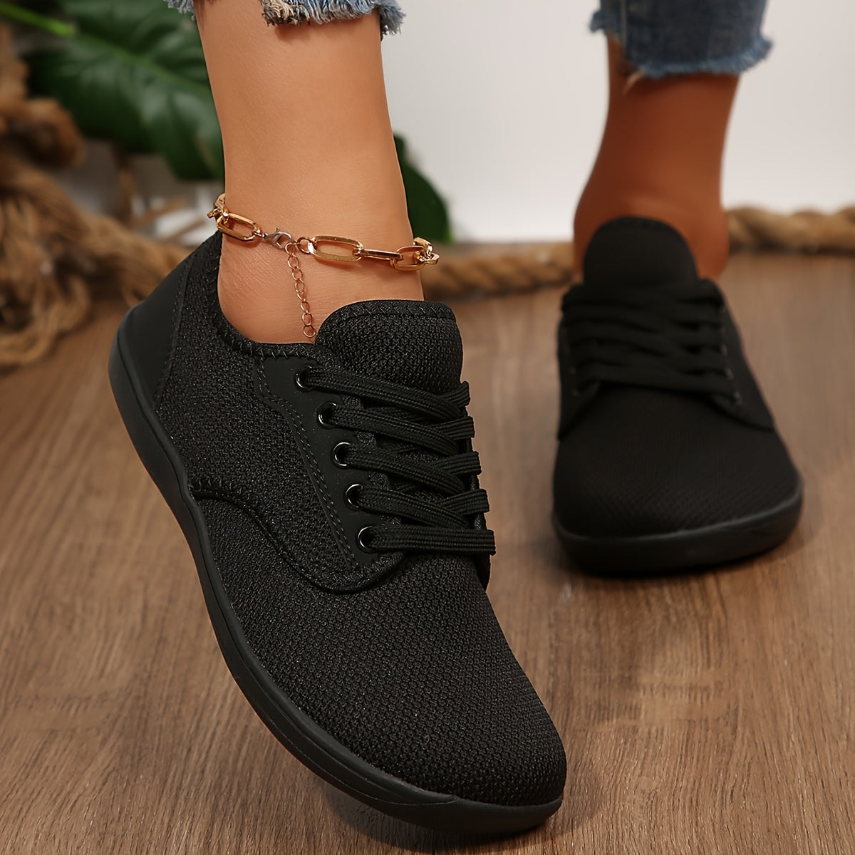 Ladies Wide-Head Casual Mesh Walking Shoes Non-Slip Rubber Sole