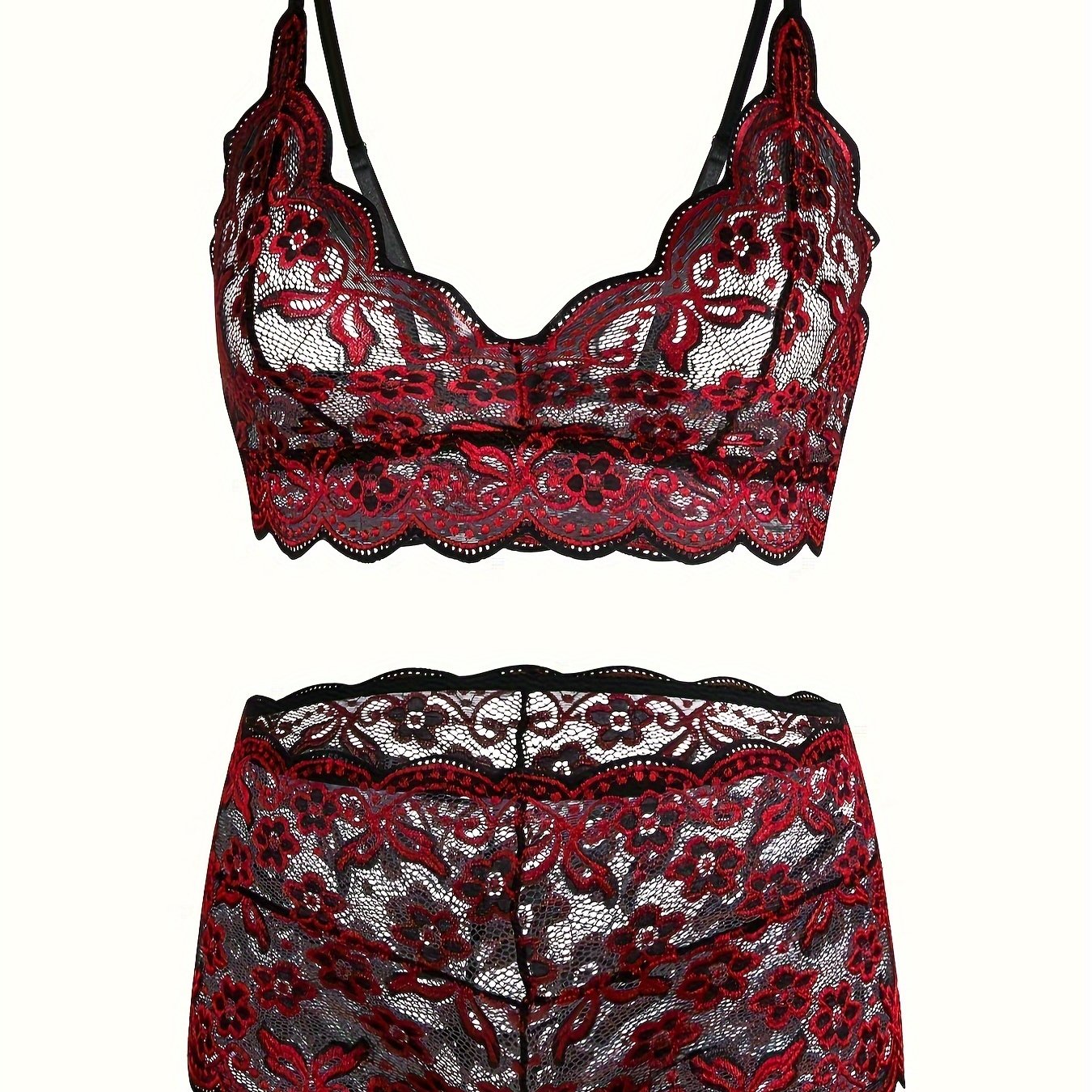 Conjunto de lencería de encaje para mujer, talla grande, rosa, paquete de ropa interior