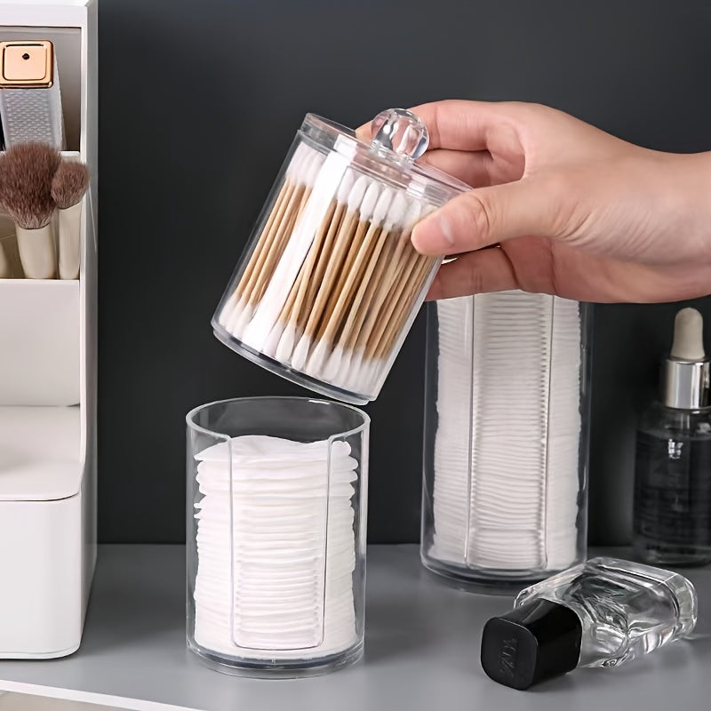 Transparent Double-Layer Storage Jar for Swabs Jewelry Dustproof Organizer