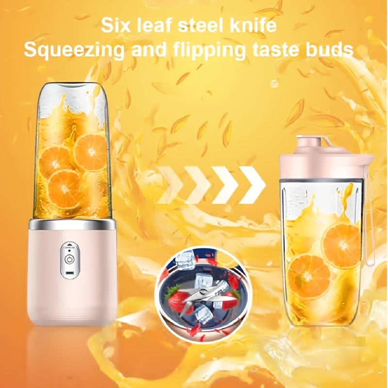 Taza de jugo recargable por USB con diseño de doble taza para batidos y malteadas, ABS de grado alimentario, portátil