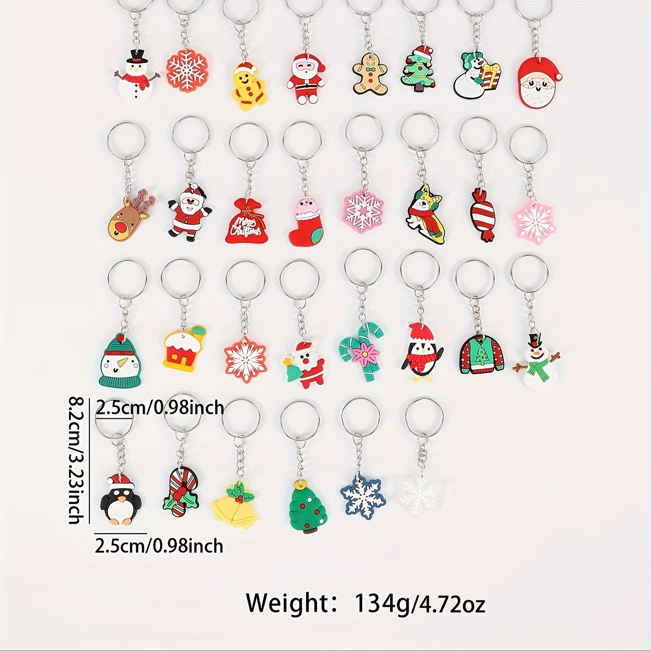 Set de 45 llaveros de PVC de dibujos animados de Navidad para recuerdos y regalos