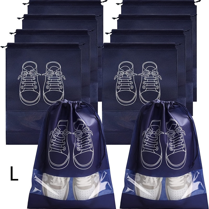 Pink Dustproof Shoe Bags 10 Pack with Drawstring for Travel Home Dorm