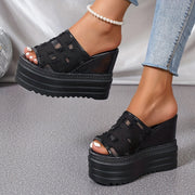 Sandalias con patrón de cuadros para mujer con suelas suaves para paseos de verano