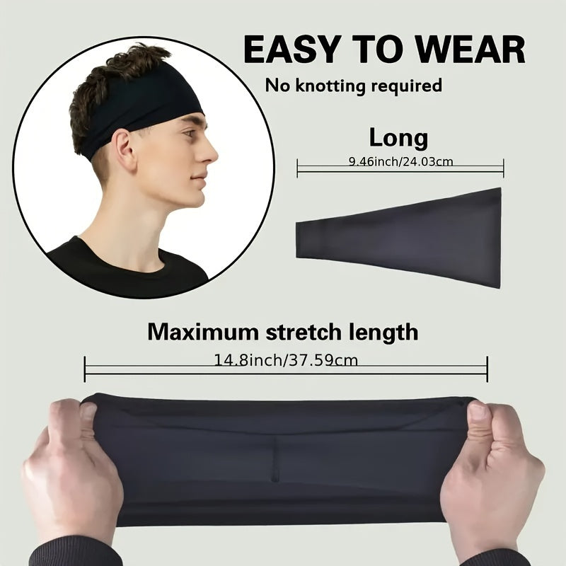Black Sports Headbands Set of 1 or 5 for Men Women Running Cycling Yoga Fitness