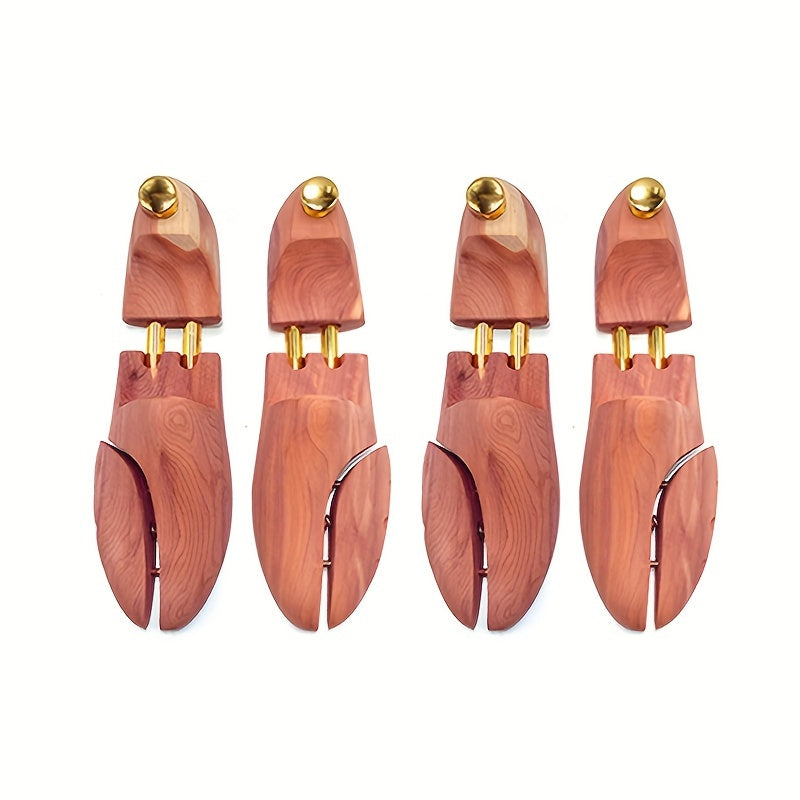 2 Pairs Cedar Wood Ankle Strap Shoe Accessories Natural Wood Gold Hardware