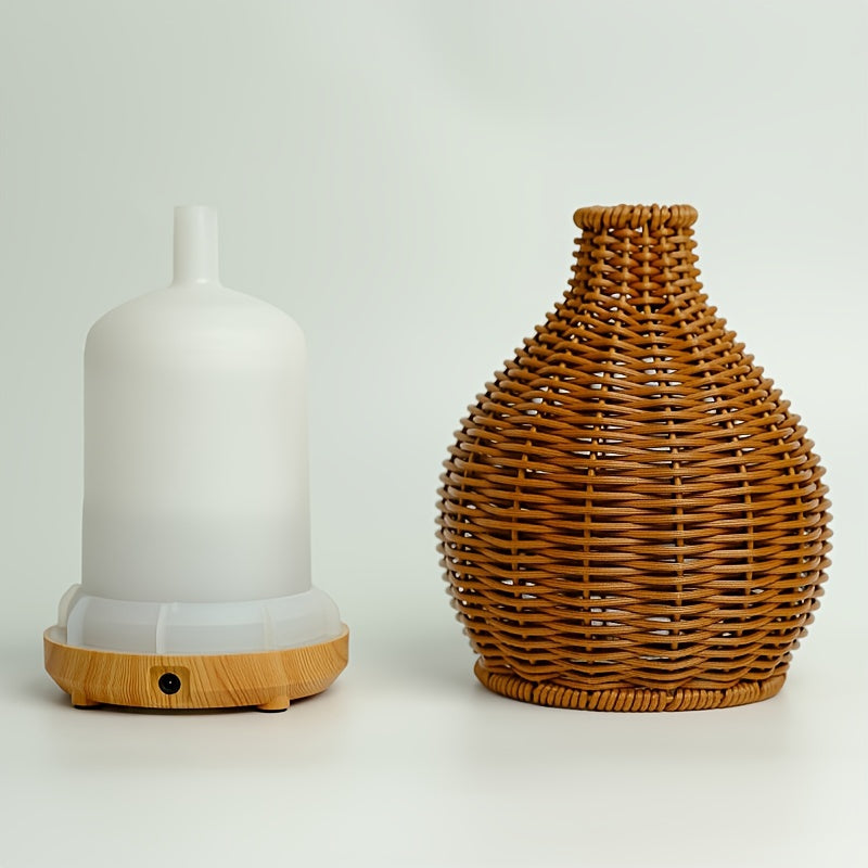 Rattan Aromatherapy Humidifier Wooden Grain Diffuser USB Powered for Home