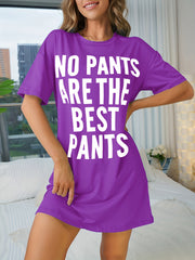 Women's Nightdress with Letter Print Short Sleeve Crew Neck Casual Sleepwear Pajama Dress