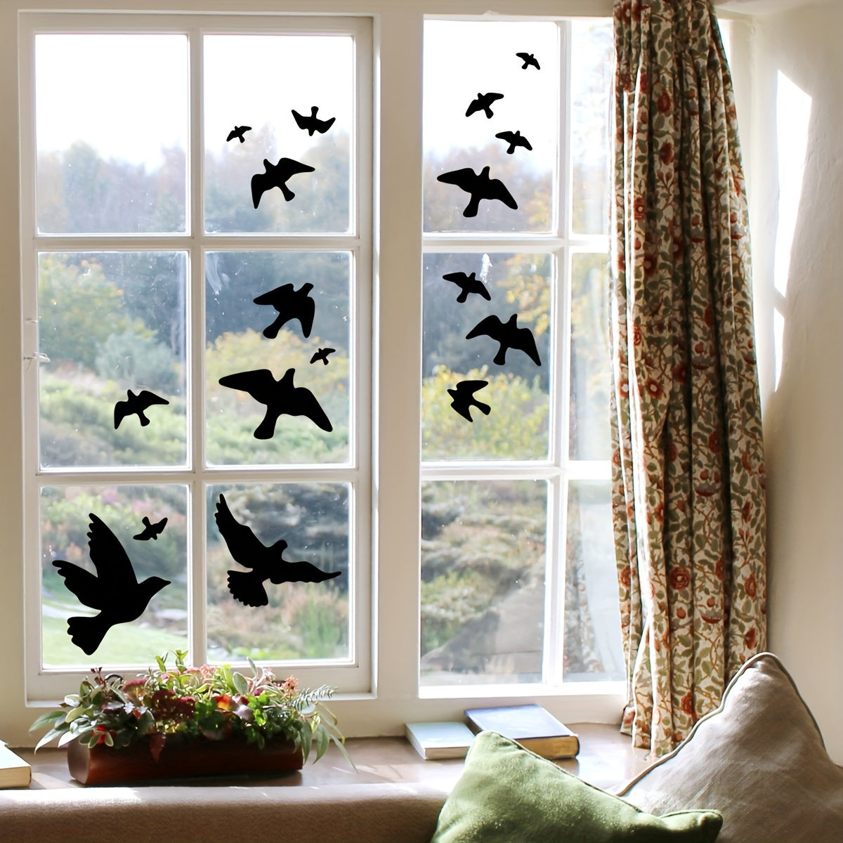 Black Bird Wall Decal PVC Window Cling Modern Animal Print Decor