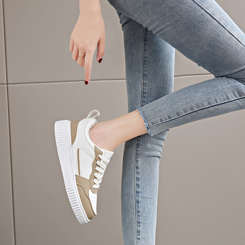 Women's Low-Top Skateboard Shoes Lace-Up Lightweight MD Sole Solid Fabric Upper