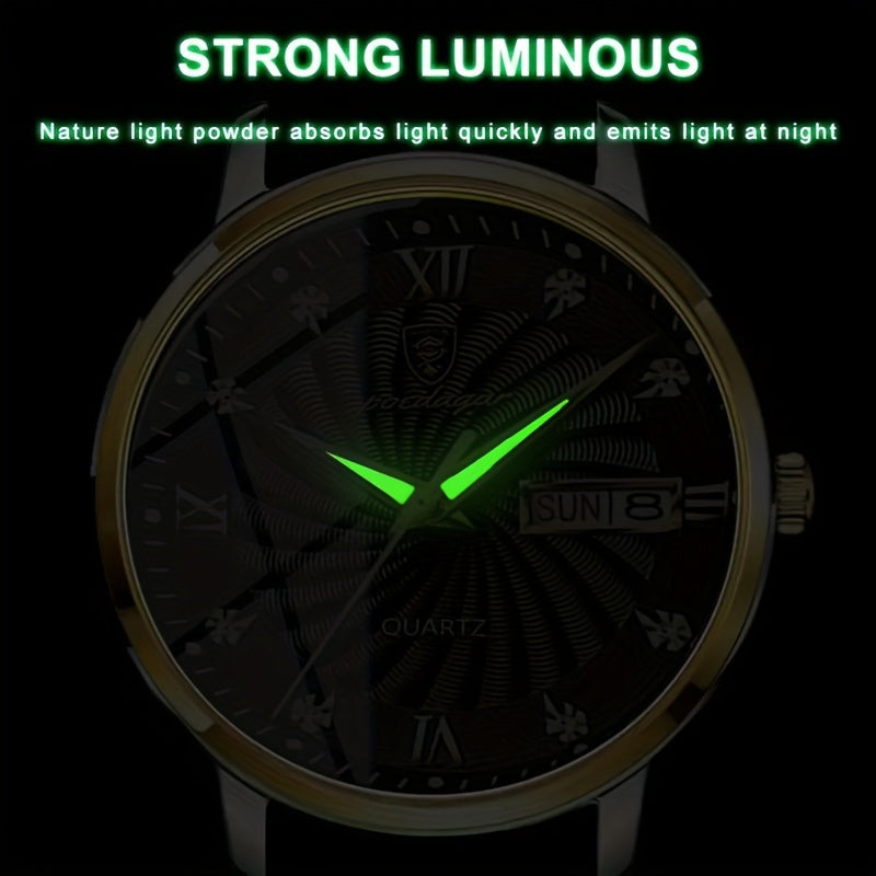 Men's Business Quartz Wrist Watch with Luminous Dial Ultra-Thin Scratch-Resistant Window