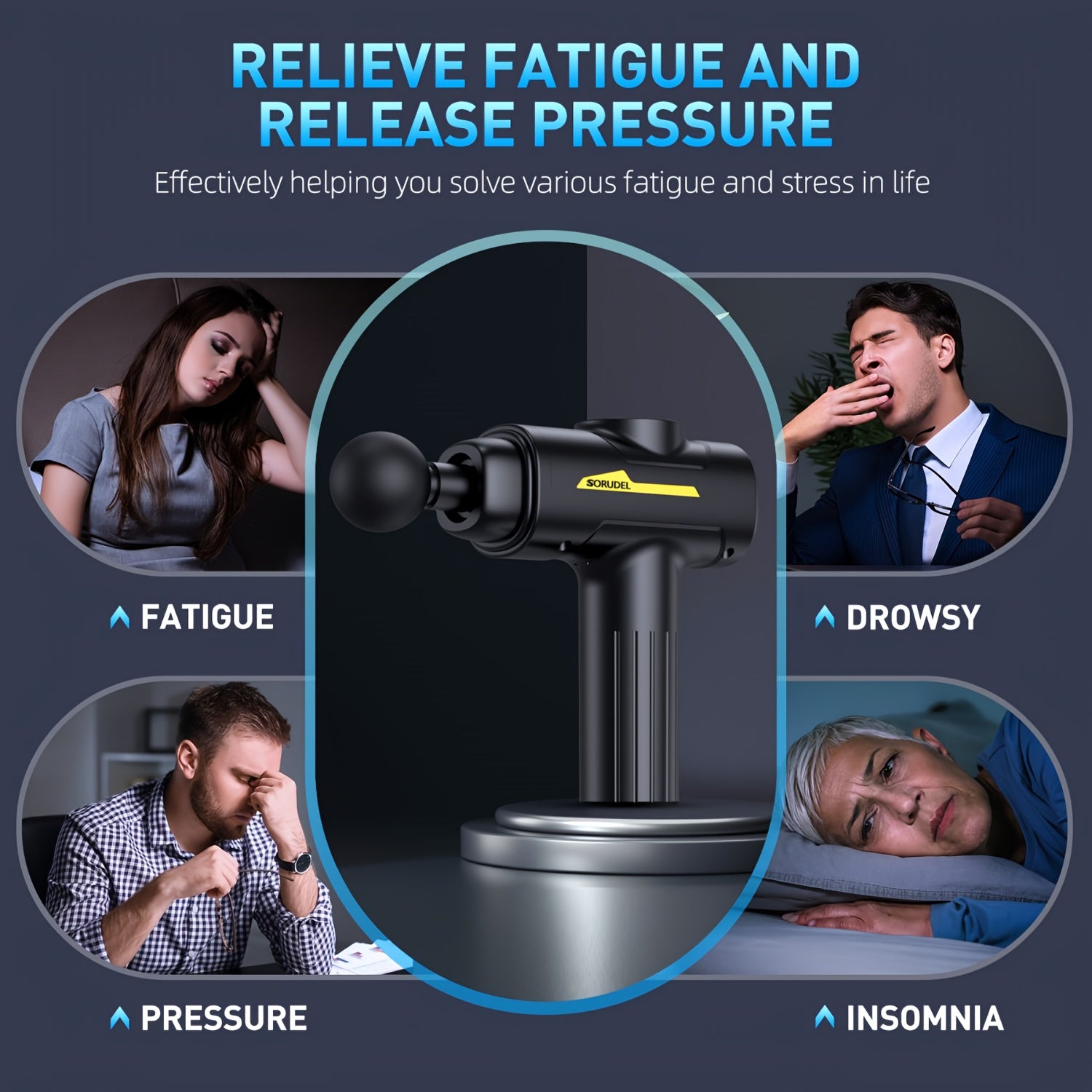 Deep Tissue Massage Gun with 8 Heads Rechargeable Handheld Electric Muscle Fascia Gun