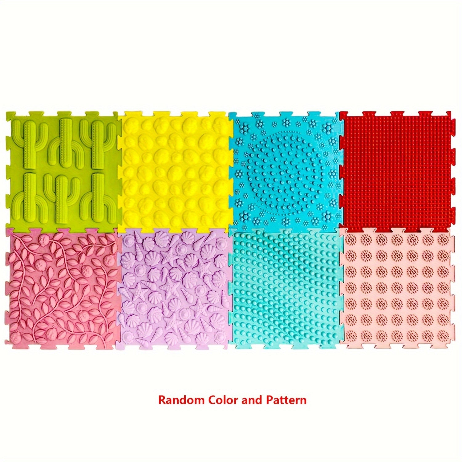 Set of 8 Interlocking Play Mats for Sensory and Indoor Outdoor Use Waterproof Rubber Floor Puzzle