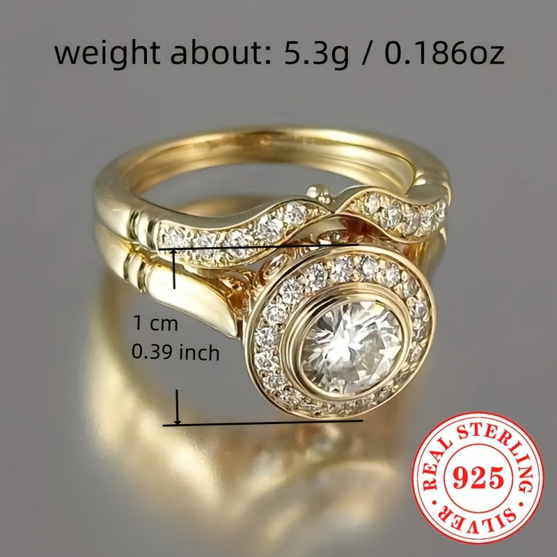 Women's Engagement Ring Set Sterling Silver Cubic Zirconia Wedding Jewelry