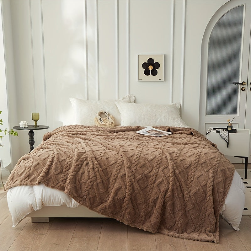 Soft Cozy Rhombus Jacquard Blanket Taffeta All-Season Couch Throw