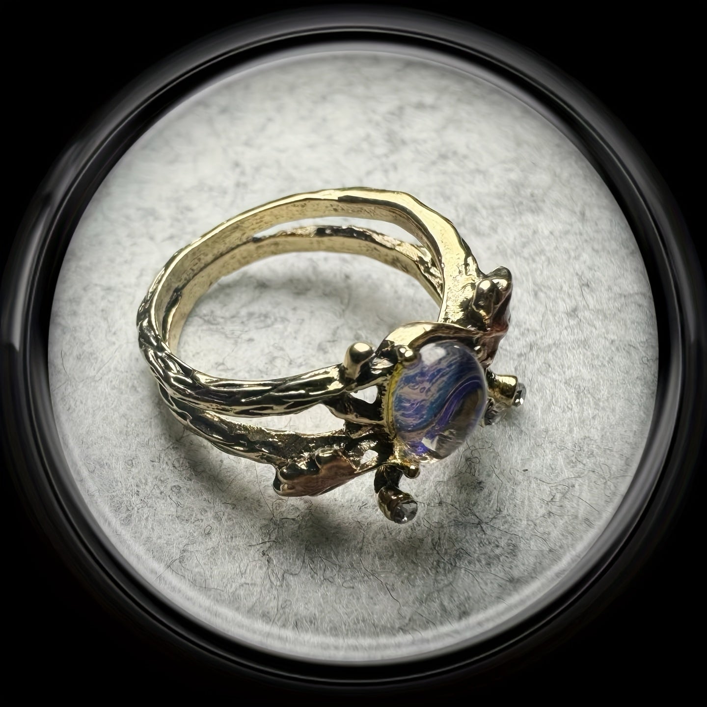 Usmonli Vintage Qayrag'och Yaprog'i Halqasi, Tabiiy Tosh bilan - Chiroyli Antik Oltin Qoplama, Har Kuni va Maxsus Tadbirlar uchun Zo'r, Sevimli Odam uchun O'ylangan Qishloq Bayrami Hediye.