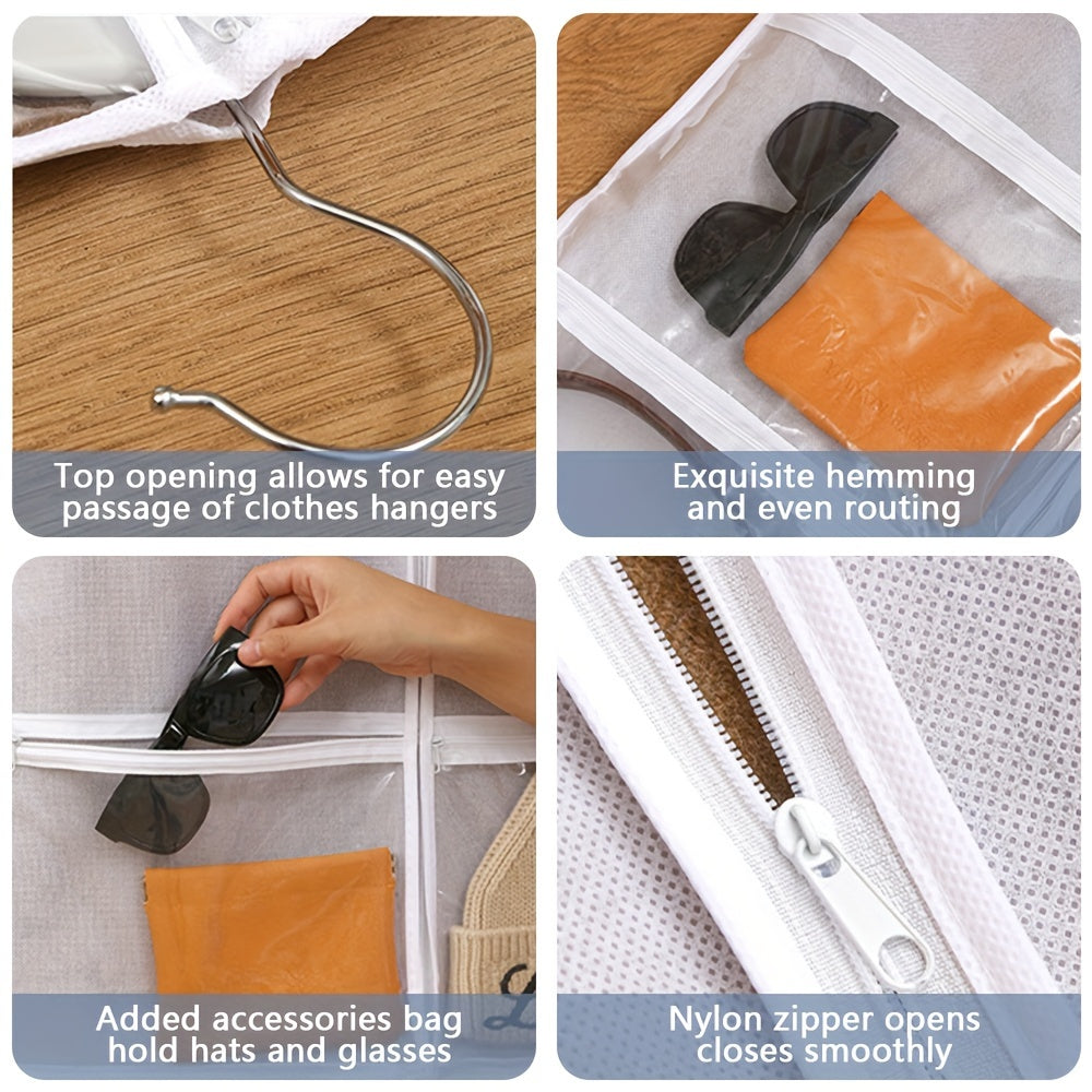 Funda de traje plegable blanca con múltiples bolsillos, bolsa de ropa a prueba de polvo para viajes y almacenamiento