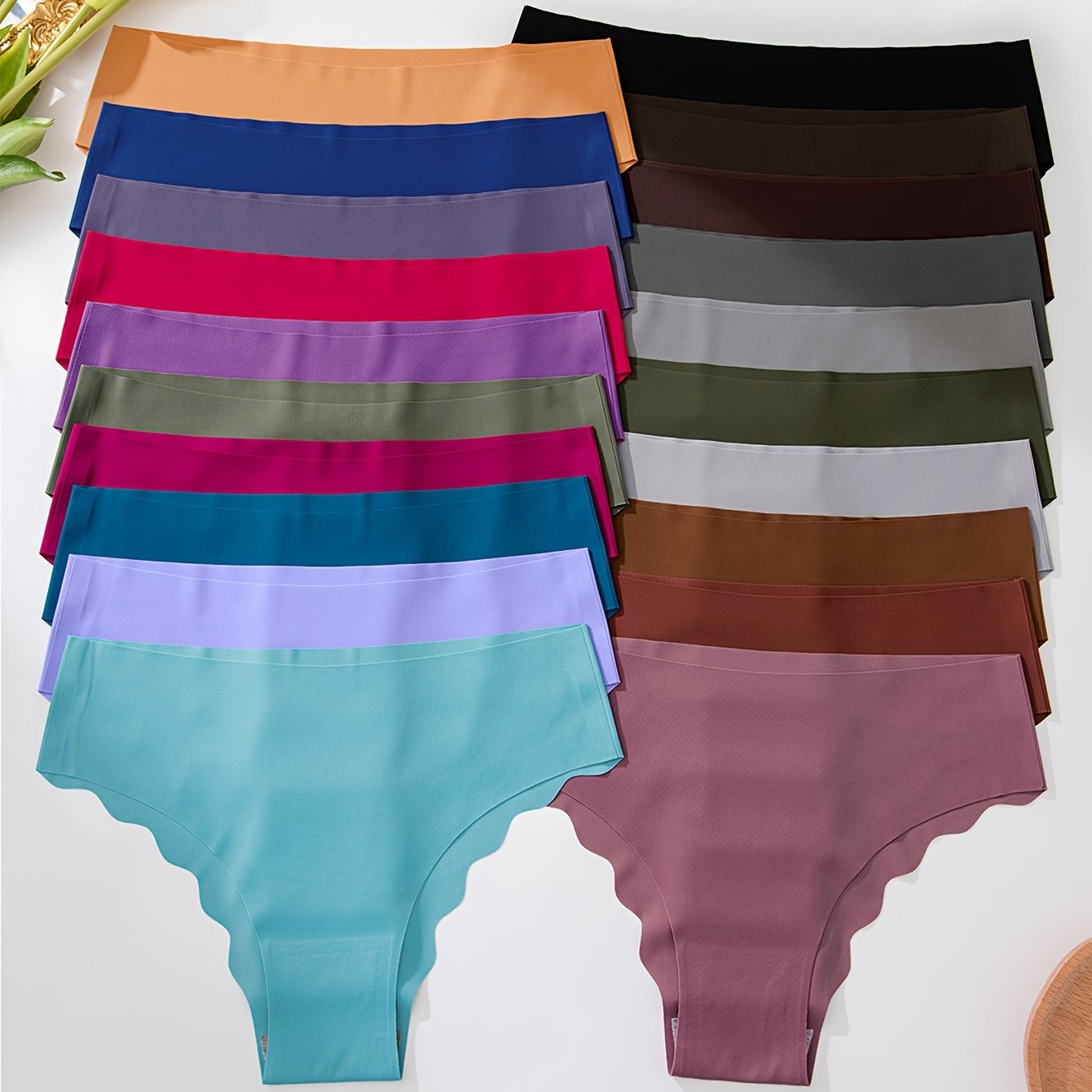 Women's Seamless Hipster Briefs 12 Pack Solid Color Low Waist Panties