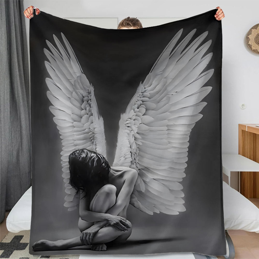 Fallen Angel Wings Print Flannel Throw Blanket Hypoallergenic Soft Warm All-Season