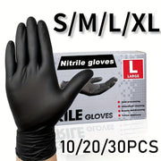 10/20/30 Black Nitrile Disposable Gloves for Cleaning, Hairdressing, and Beauty