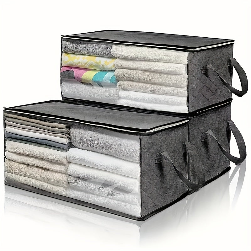 Large Capacity Gray Foldable Storage Box for Clothes and Bedding