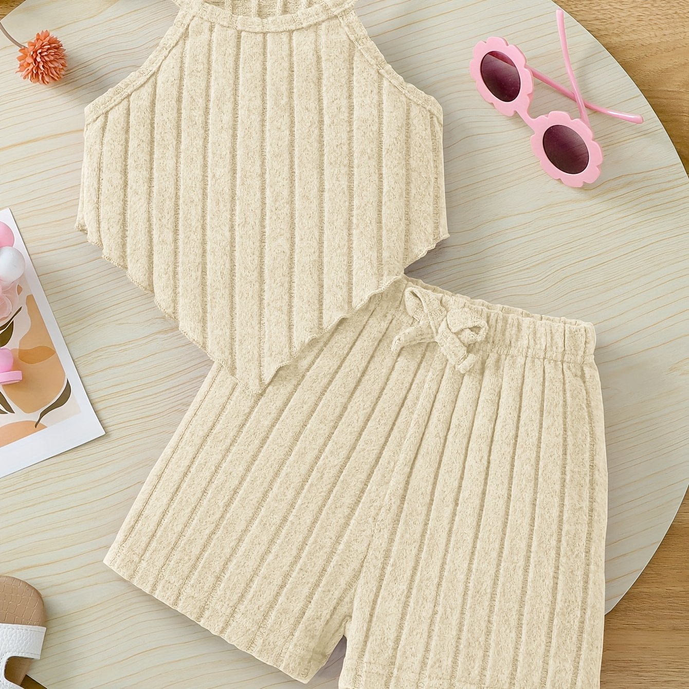 Летний комплект для девочек включает топ-корсет и фиолетовые шорты из трикотажной ткани, моется в машине, подходит для активного отдыха