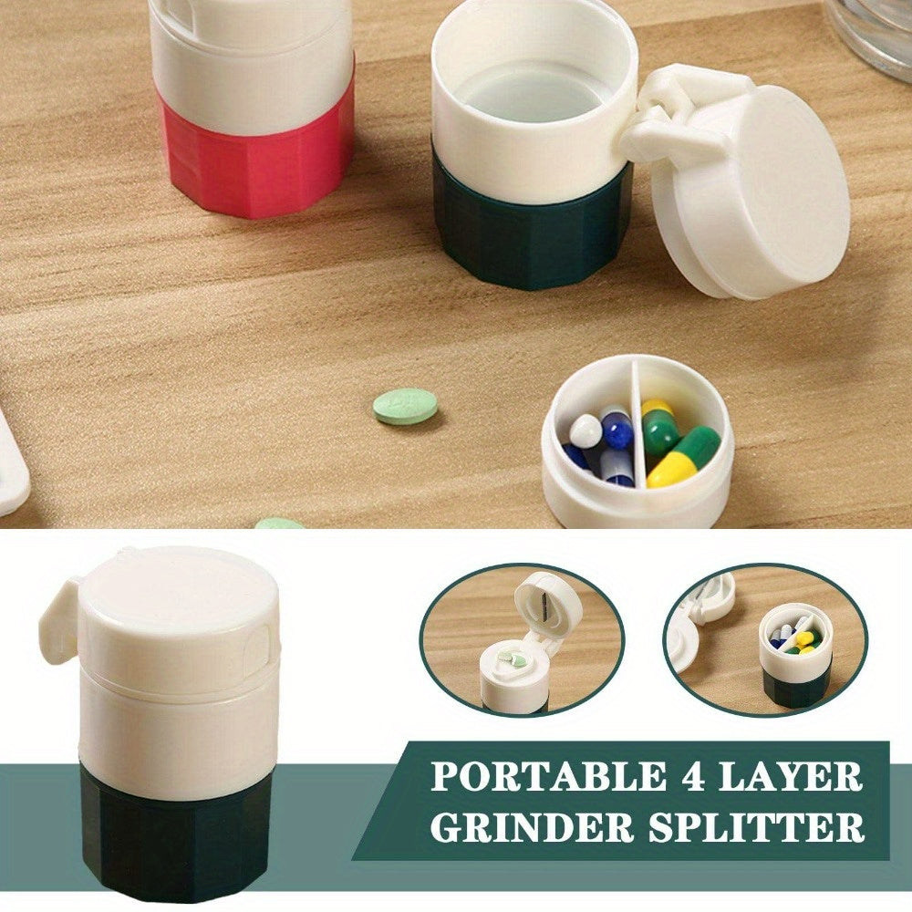 Portable Pill Cutter and Grinder with Storage Box Travel-Friendly Compact Design