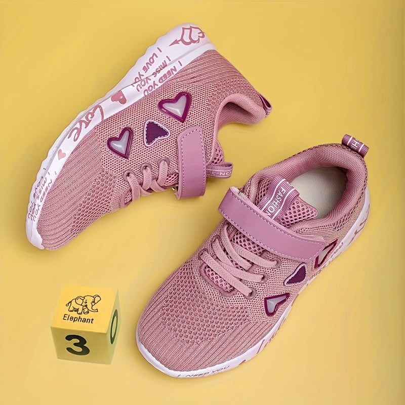 Girls Breathable Lightweight Sneakers with Hook-and-Loop Closure for All Seasons