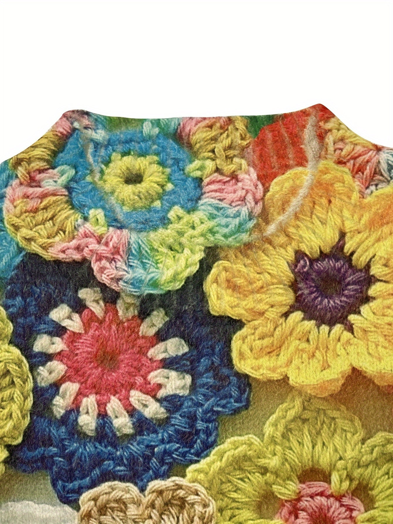 Women's Plus Size Knit Sweater Long Sleeve Crew Neck Floral Print Warm Top