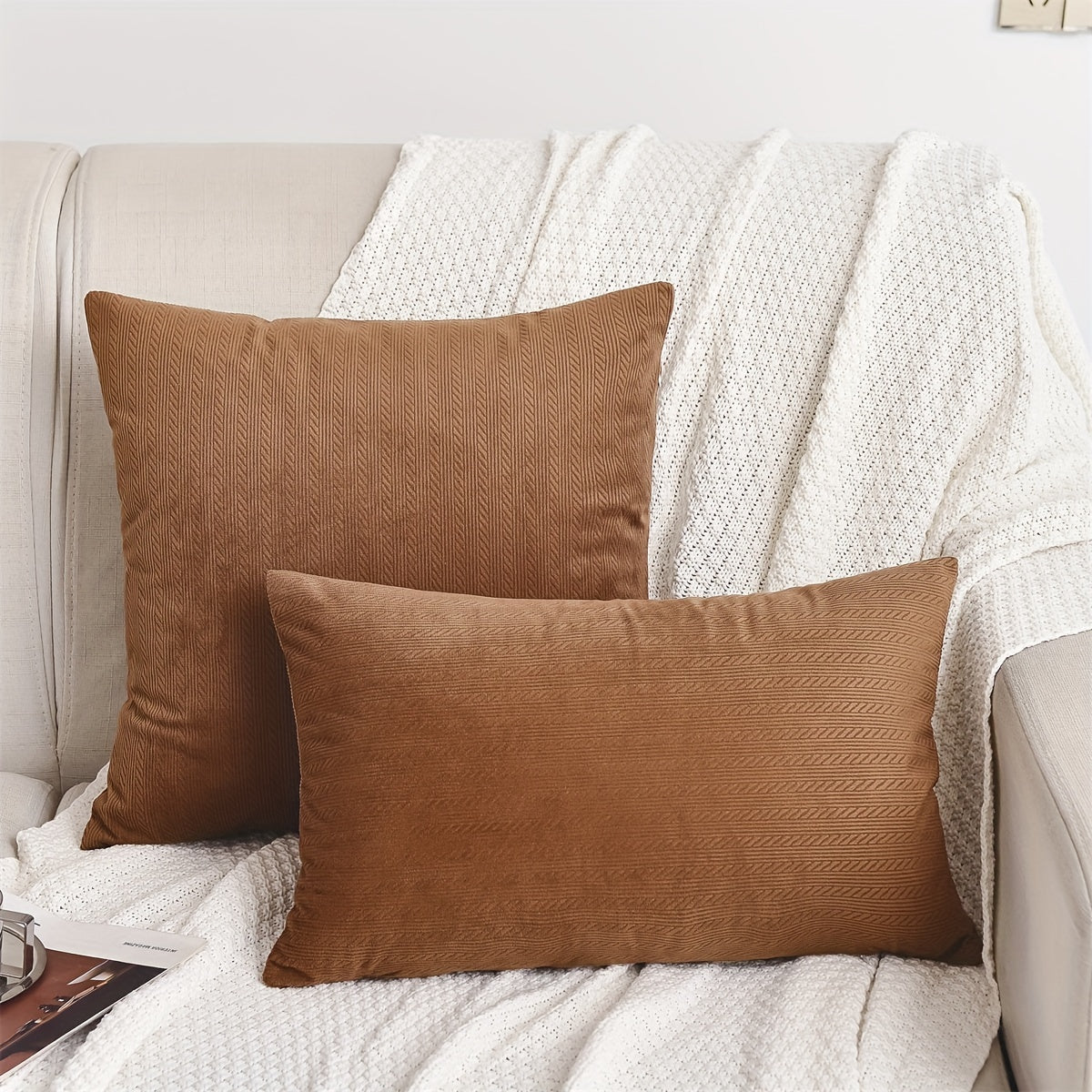 Striped Jacquard Flannel Throw Pillow Cover for Bedroom Living Room Sofa Decor