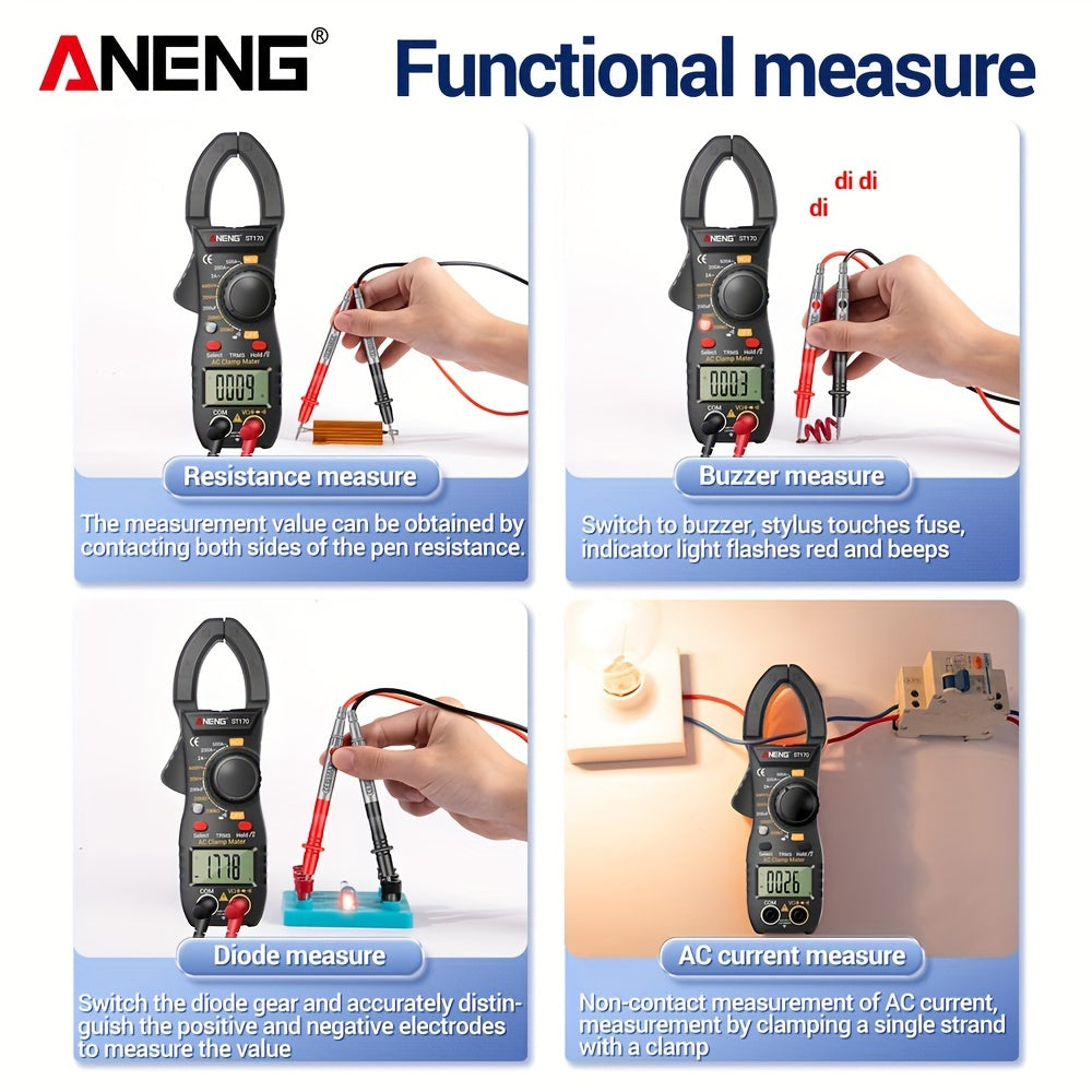 Digital Clamp Meter 500A AC/DC Voltage Resistance Capacitance Non-Contact Testing