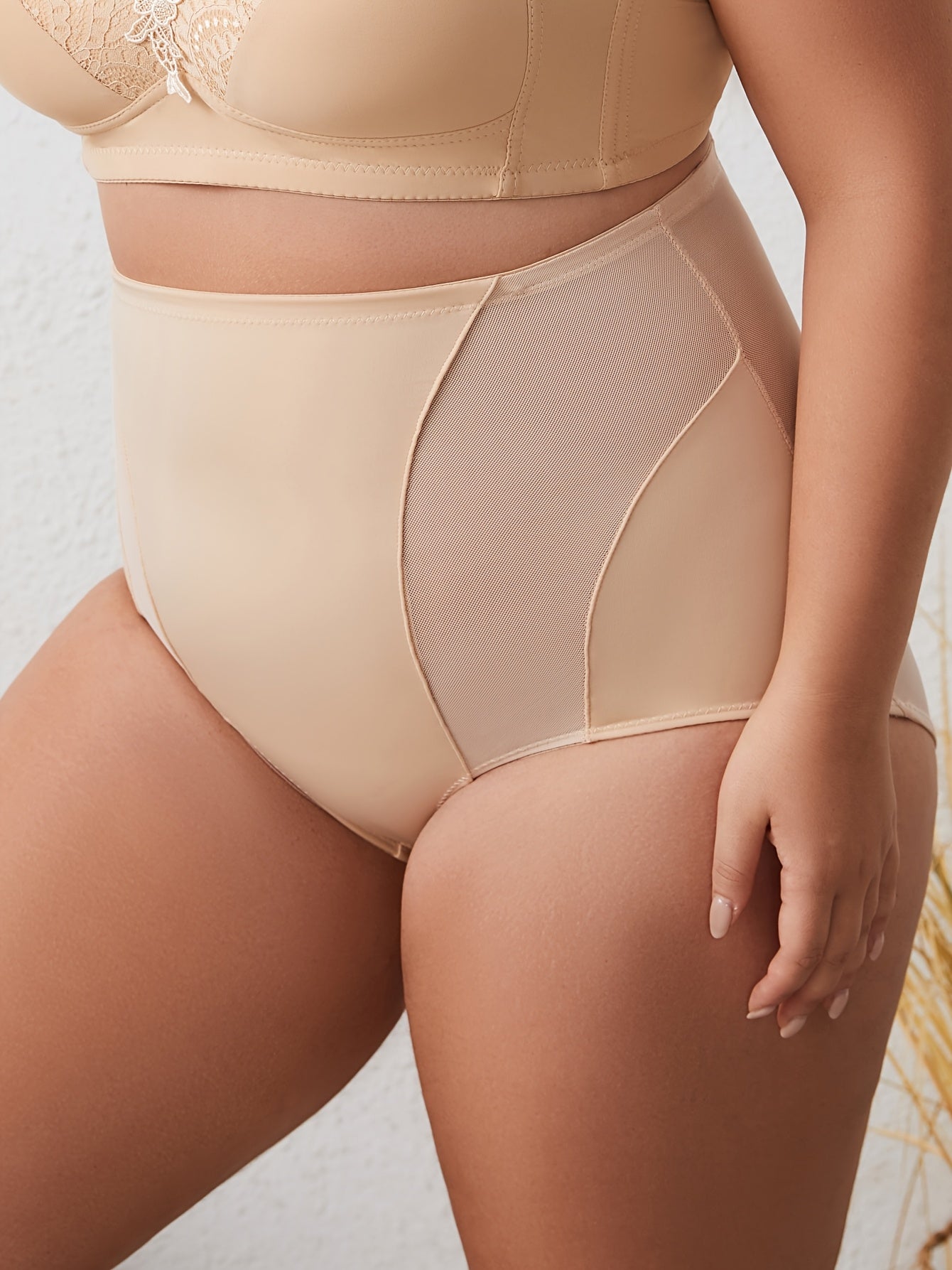 Women's High-Waist Shaping Briefs Plus Size Tummy Control Breathable Mesh