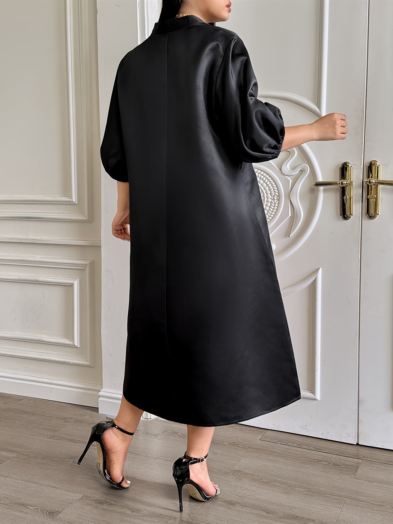 1 dona Elegant Ayollar V-yuqori kiyim, Qizil Gul bosma, 100% Polyester, Ko'p maqsadli Midi uzunligi, Cho'zilmaydigan mato