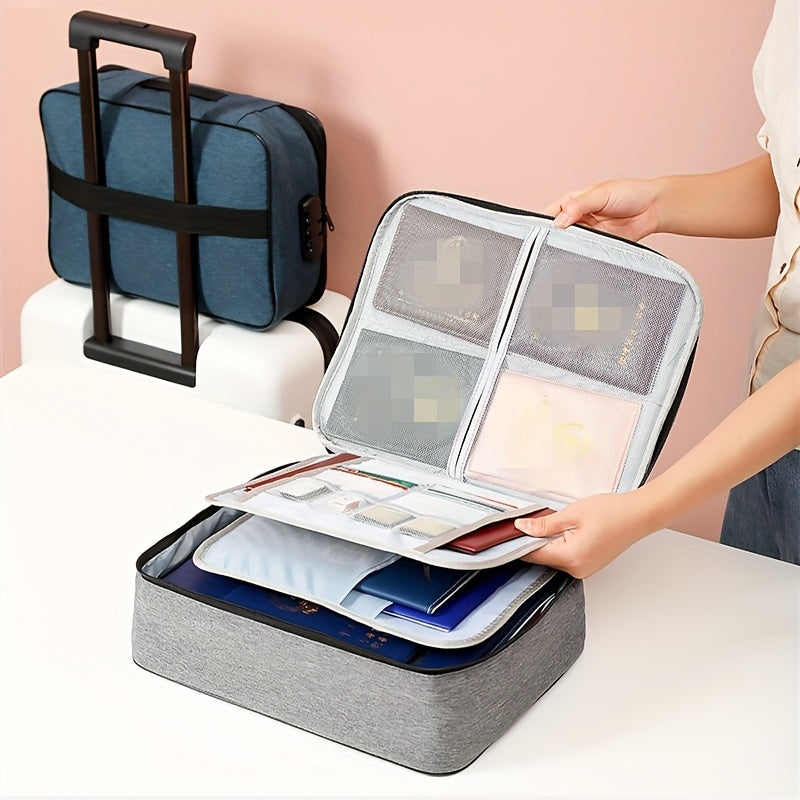 Polyester Document Organizer Bag with Large Capacity for Passports and Business Cards