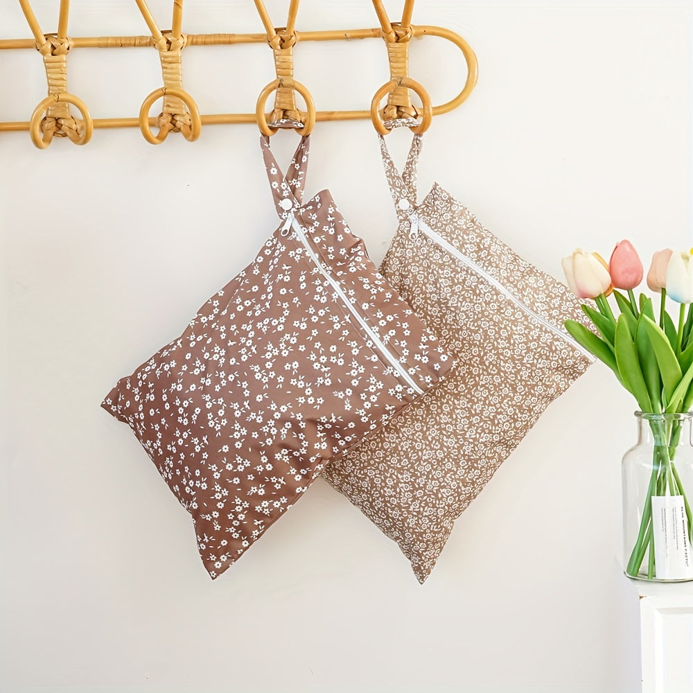 2 ta gullar va hayvonlar naqshidagi pampers sumkasi to'plami, shu jumladan portativ nam/quruq sumka va suv o'tkazmaydigan pampers sumkasi