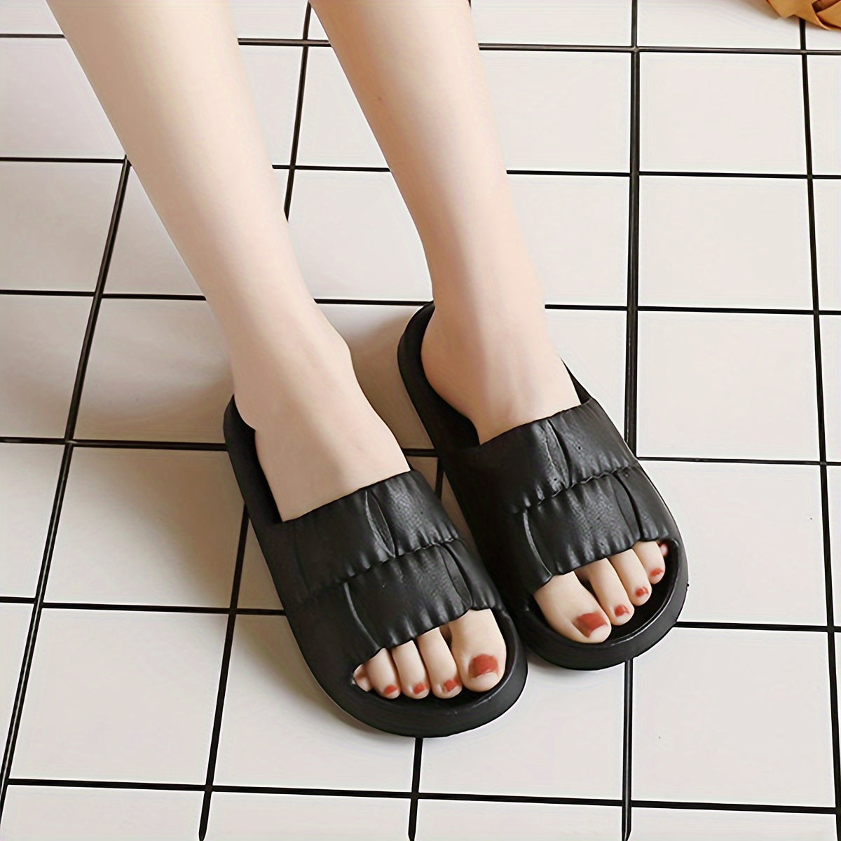 Unisex Solid Color Slip On Slides Open Toe Indoor Casual Shoes