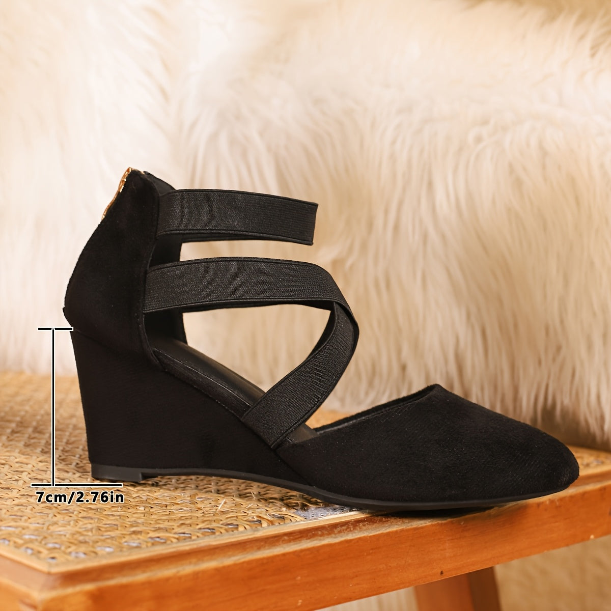 Women's Vintage Wedge Heels with Crisscross Straps and TPU Sole