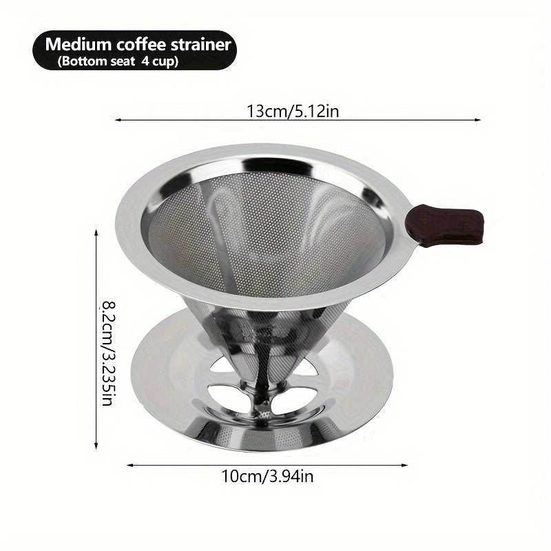 Uy va tijorat uchun konus shaklidagi zanglamaydigan po'latdan yasalgan qahva filtr va stend