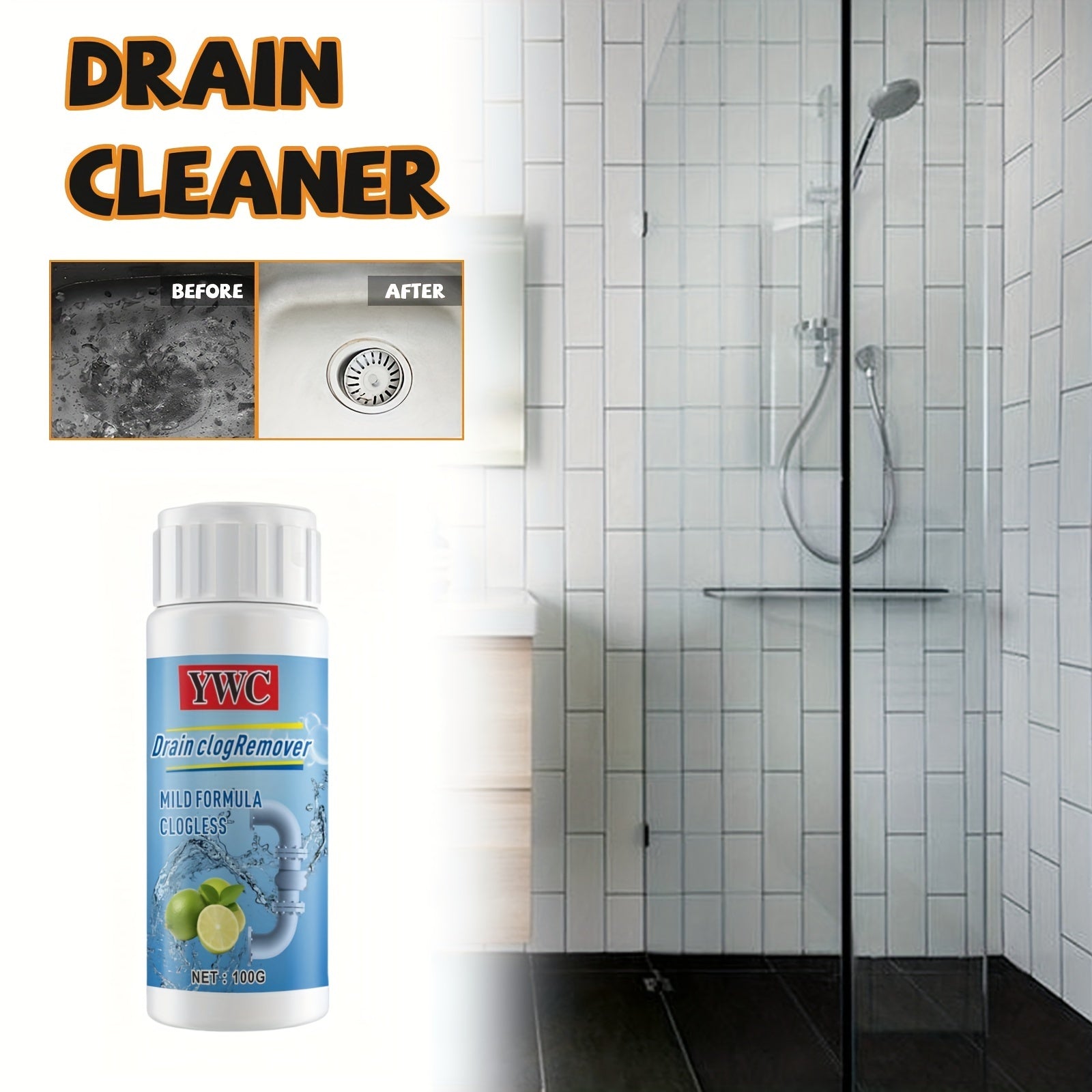 Polvo de dragado de tuberías para inodoros, desagües y obstrucciones en alcantarillado 1 paquete