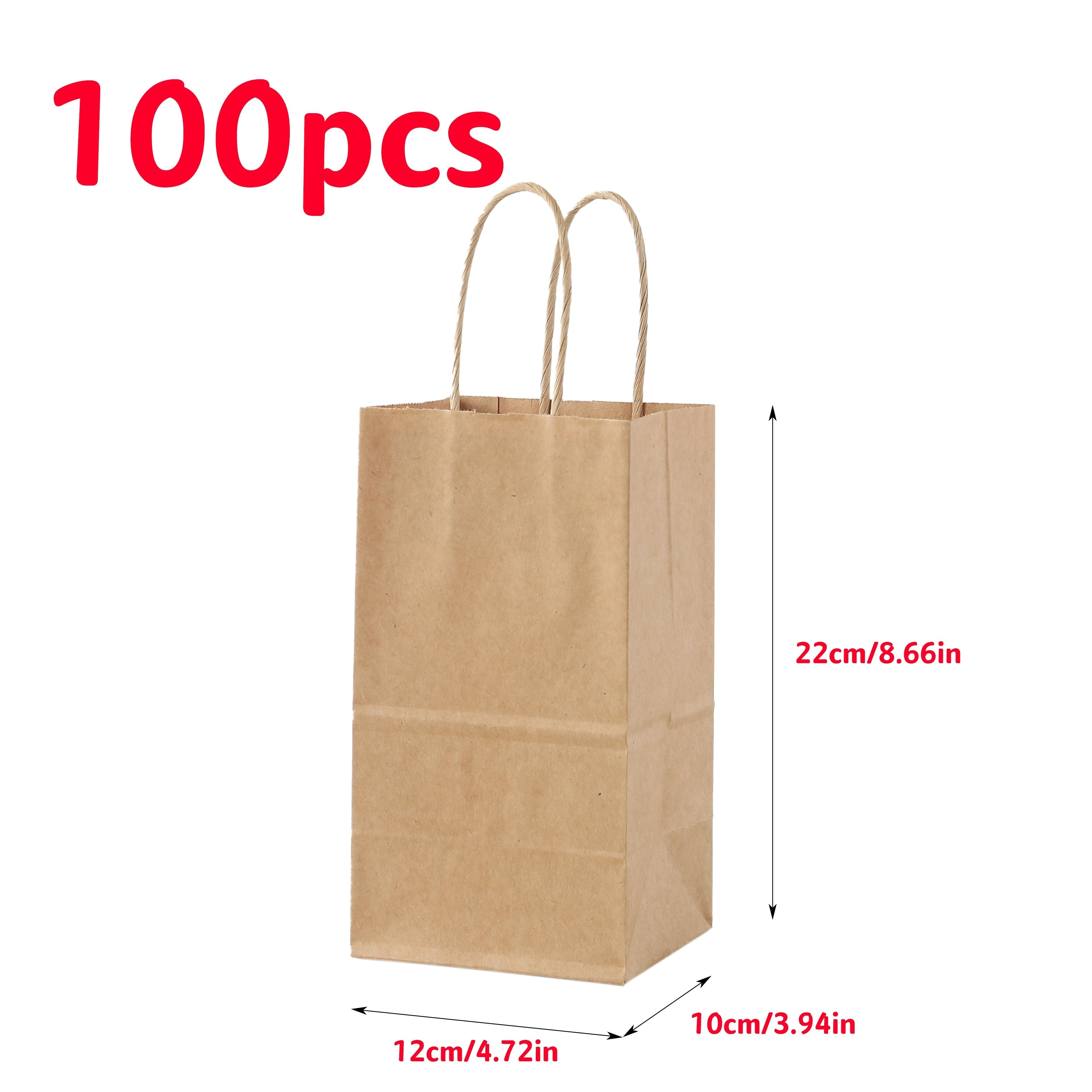 100pcs Brown Kraft Paper Bags with Twine Handles for Shopping and Gifts