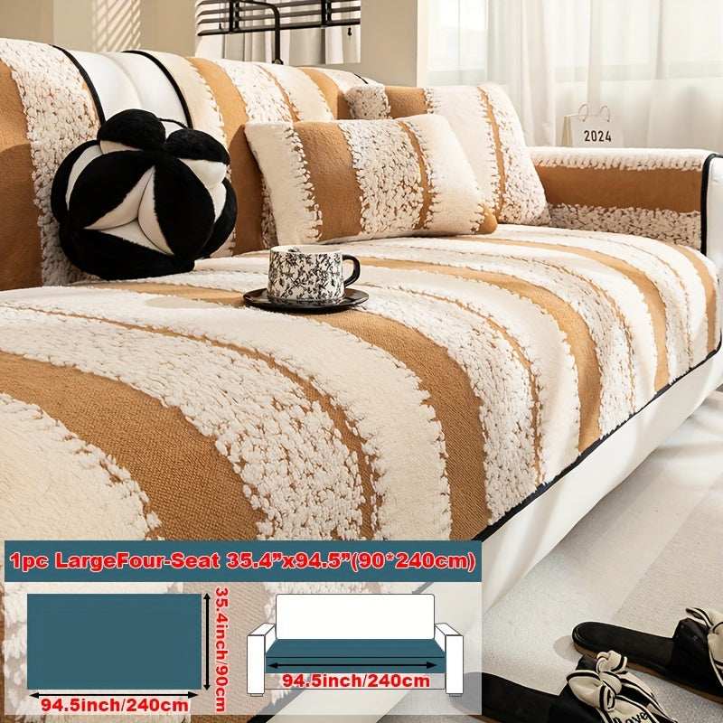 Современная плюшевая накидка на диван дышащая противоскользящая моющаяся подходит для различных размеров диванов для дома и офиса