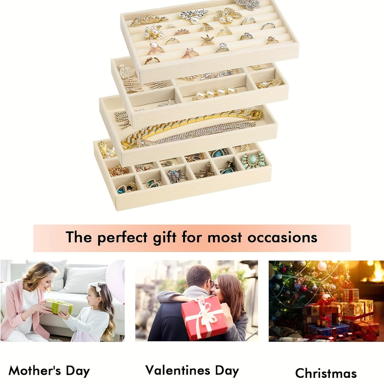 Бархатная полка для хранения украшений с многоярусной витриной для колец, серег, браслетов, ожерелий и часов