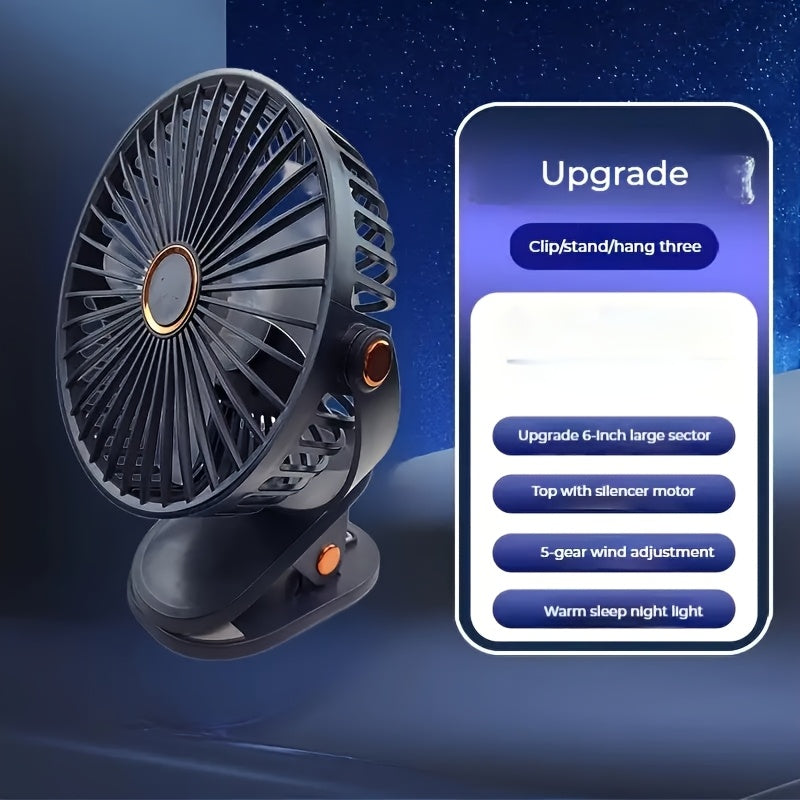 JKUOO Ultra-Quiet USB Qayta to'ldiriladigan shamol bilan kuchli havo oqimi, 5 tezlik, 720° aylanish dizayni – Uy, ofis, sayohat va ochiq havoda foydalanish uchun portativ sovutish klipli shamol, oq, stolga o'rnatiladigan