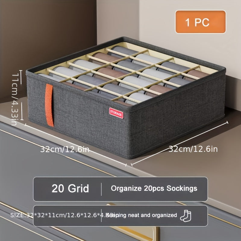 Clothes Organizer with Grids Container for Underwear Storage in Wardrobe