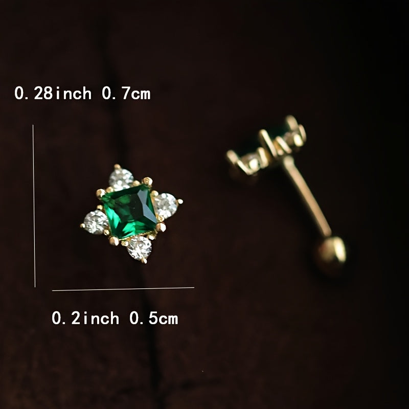 Sterling Silver Stud Earrings with Synthetic Zirconia Celestial Symbols Hypoallergenic French Vintage Style