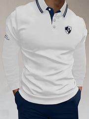 Men's Blue Lightweight Shirt with Logo Letter Print Two-Tone Collar Casual Spring Fall