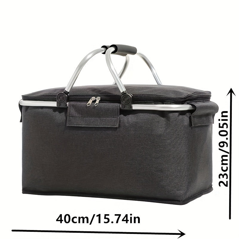 Складная плетёная корзина для пикника из Oxford, с изоляцией, большая водонепроницаемая складная сумка-холодильник