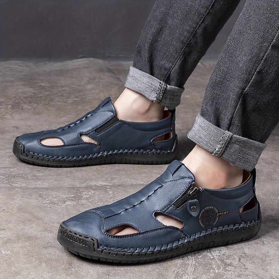 Men's Zip-Up Hiking Sandals Rubber Sole Casual Outdoor Trekking Summer Beach