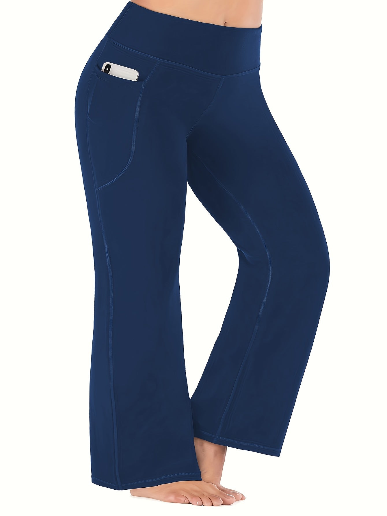 Women's Plus Size Wide Leg Pants High Waist Sports Pants with Pockets